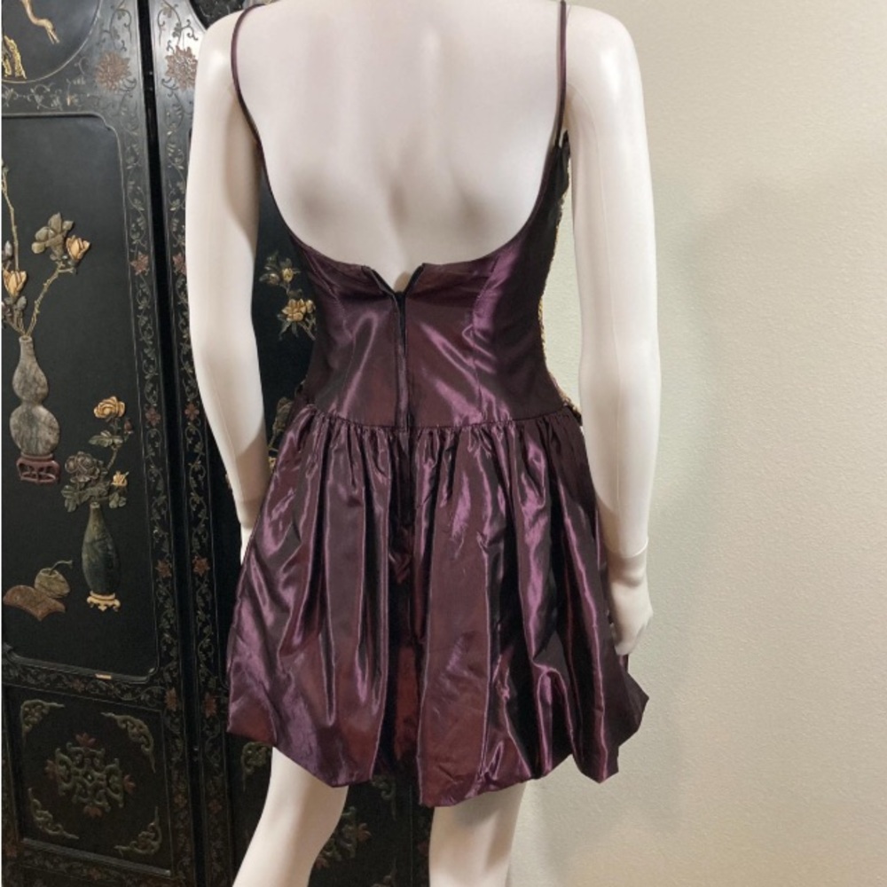 Vintage 1990’s Purple and Gold Mini, Sequin Party Dress, Jessica McClintock - Picture 6 of 9
